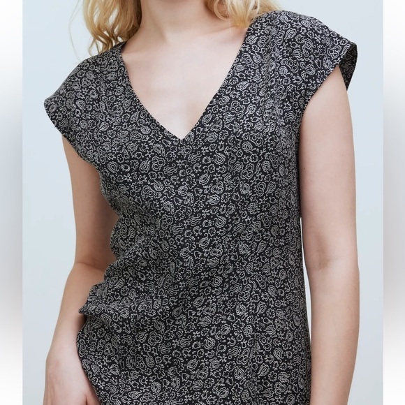 Nwot Madewell Cap-Sleeve V-Neck Midi Dress in Floral Cupro-Blend - Picture 5 of 7